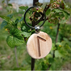 БРЕЛОК ДЕРЕВ'ЯНИЙ РУНА ЛАГУЗ РУЧНОЇ РОБОТИ (HANDMADE WOODEN FLEECE LAGUZ KEYRING)